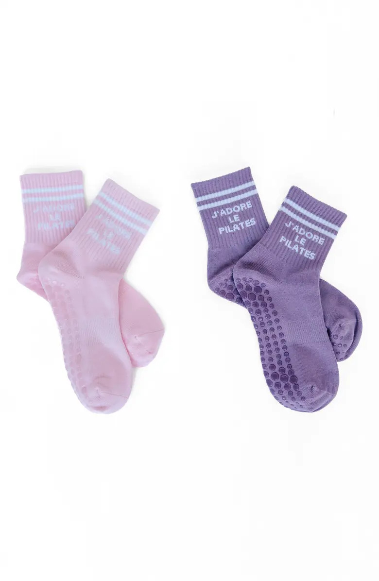 Assorted 2-Pack Nonslip Grip Quarter Socks | Nordstrom
