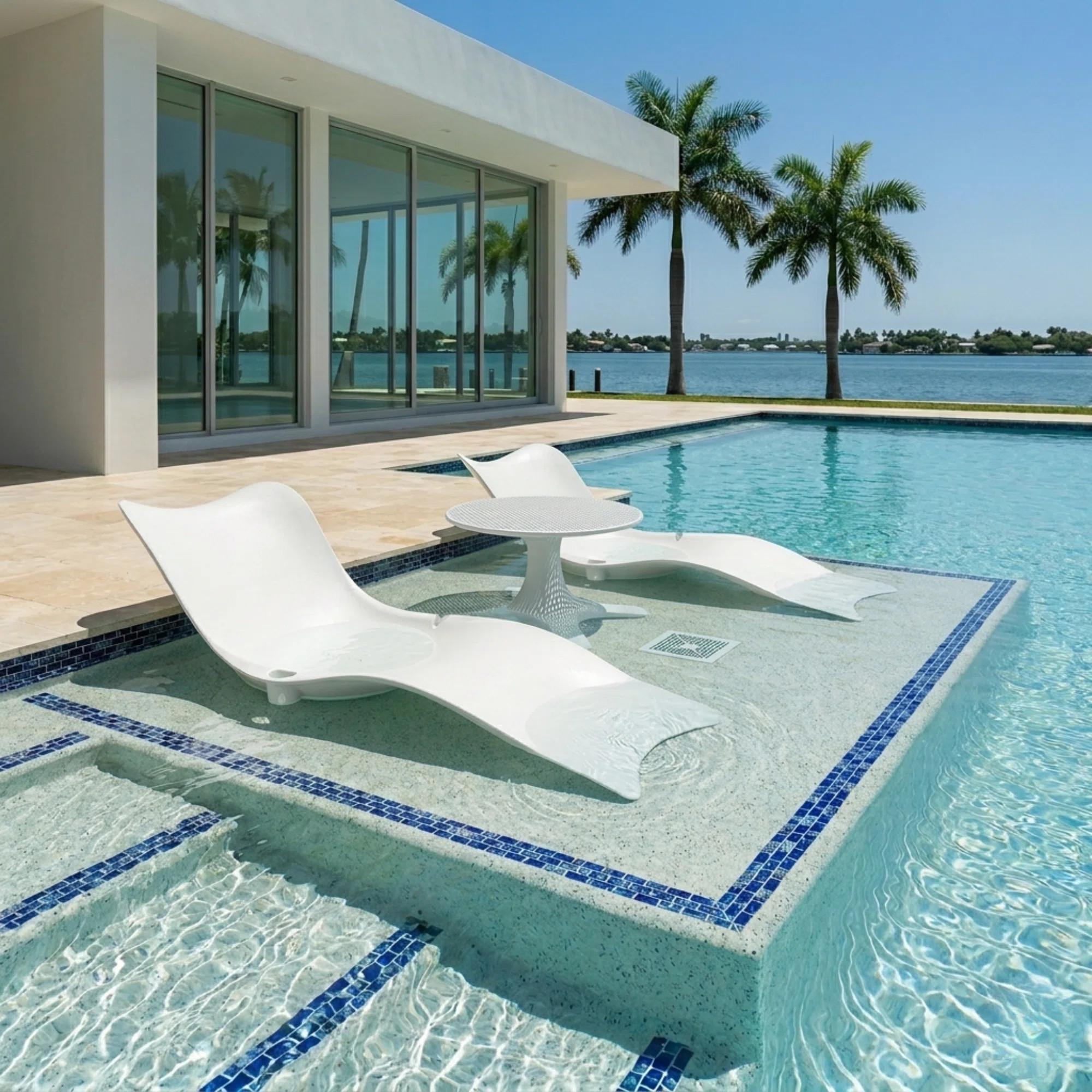 Panama Jack Set Of 2 Wave In-pool Chaise Lounger With End Table | Joss & Main