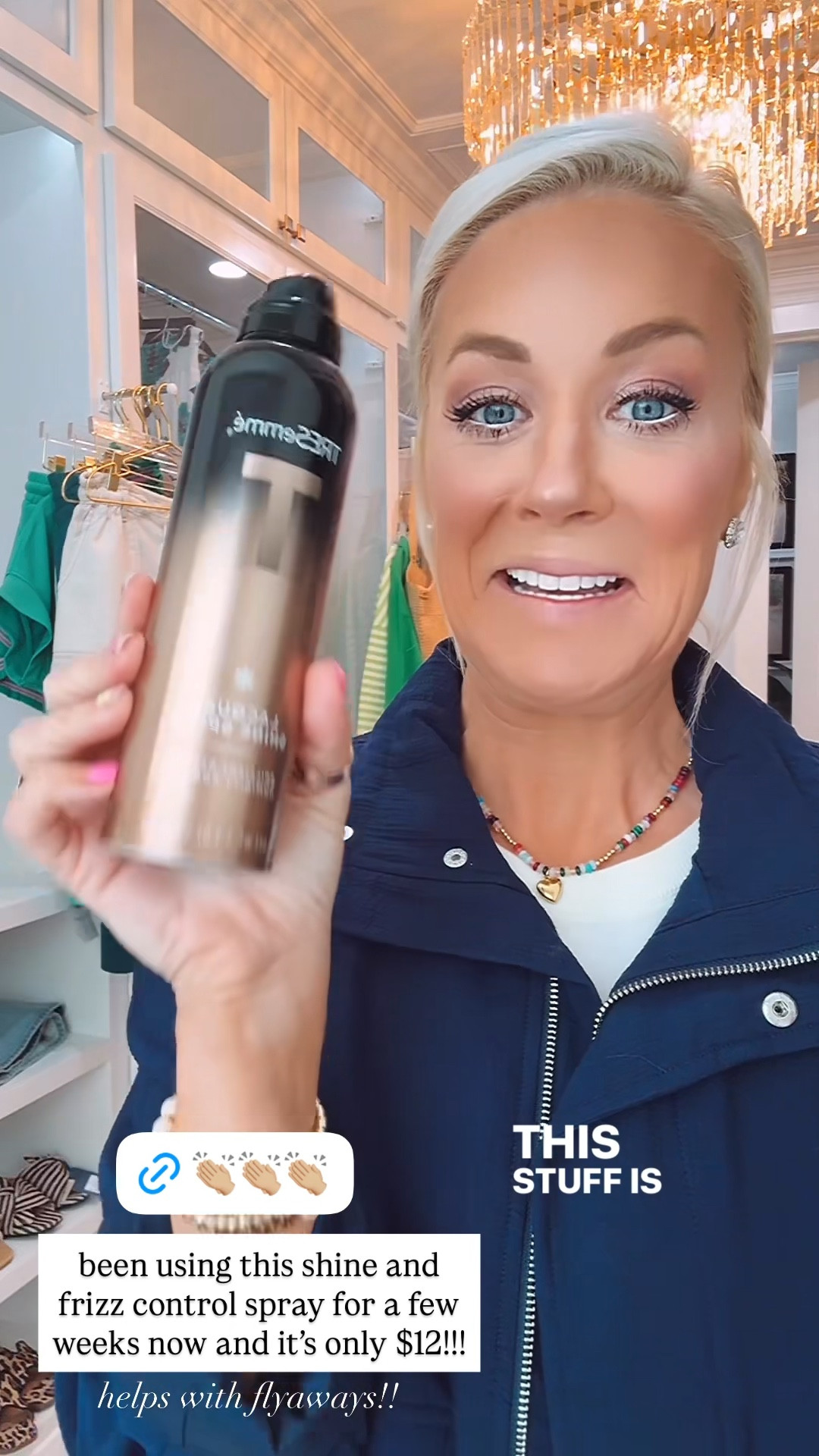 I seriously love this shine and anti frizz spray that’s only $12!!!