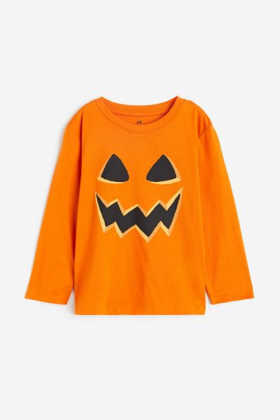 Long-sleeved T-shirt - Orange/pumpkin - Kids | H&M US | H&M (US + CA)