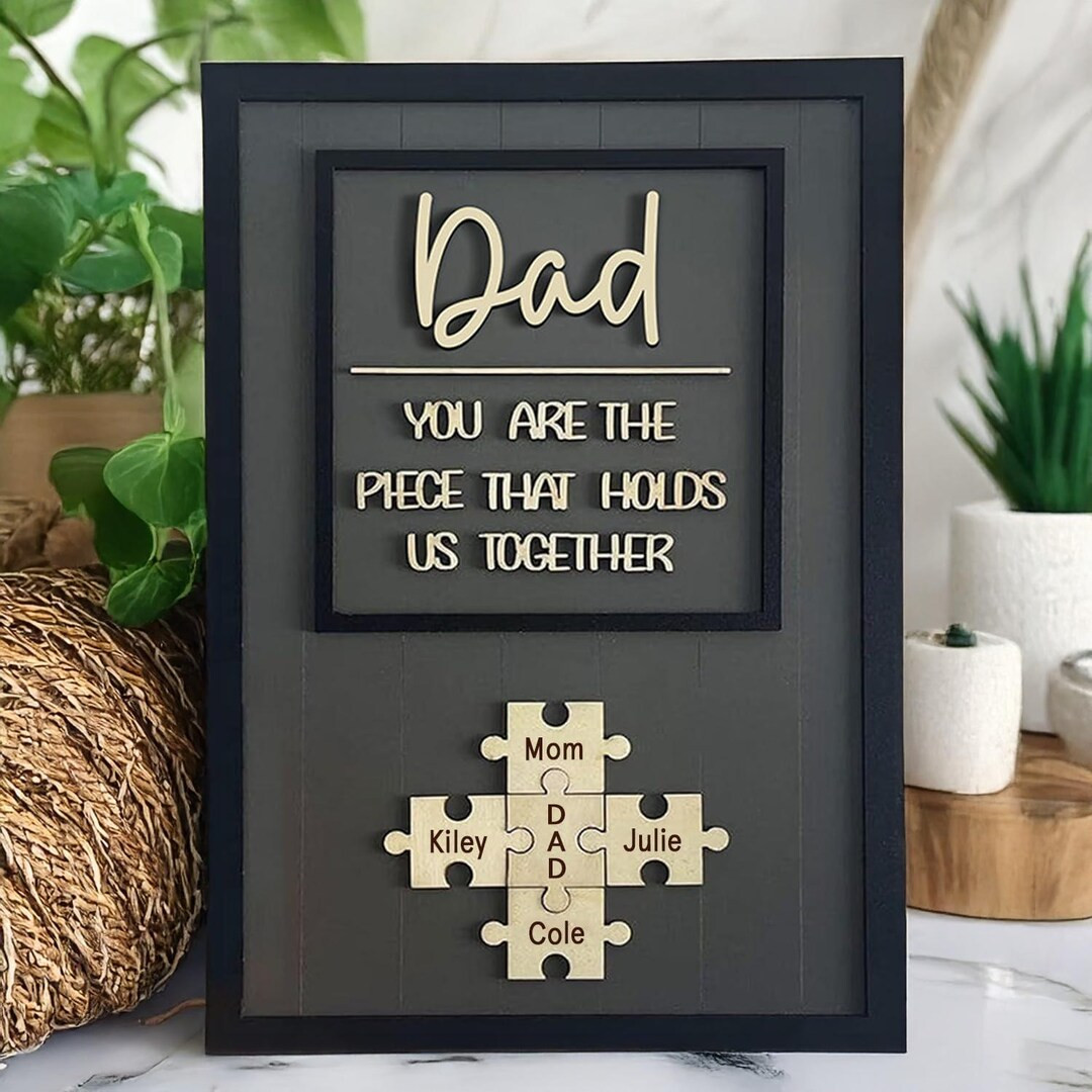 Personalized Dad Puzzle Sign | You Are the Piece That Holds Us Together | Custom Engraved Wooden ... | Etsy (US)