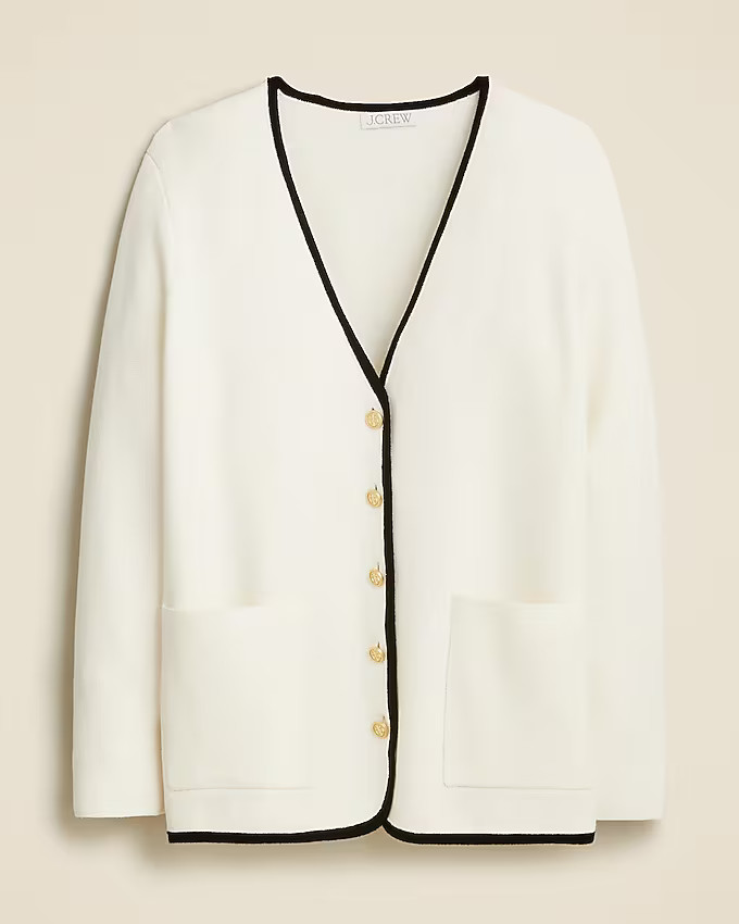 Giselle V-neck sweater blazer with contrast trim | J. Crew US