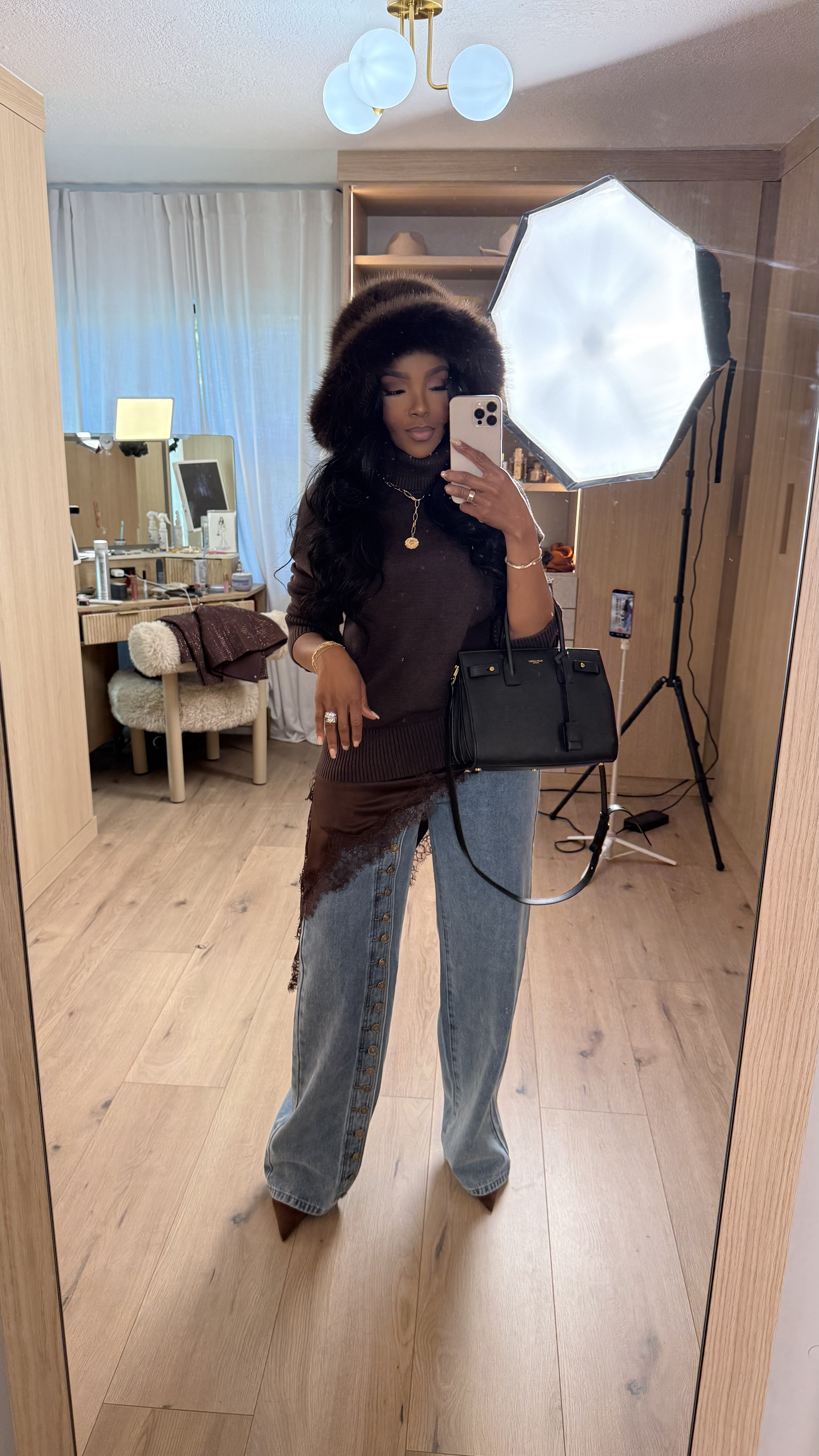 Effortlessly chic with a cozy-meets-polished vibe. This look is all about elevated basics layered with texture for a luxe, everyday feel that works from errands to dinner plans.

Perfect for casual outings, brunch dates, travel days, and cool-weather city strolls.

📏 Sizing:
Top: Size Small  
Jeans: 27 Long  
Shoes: True to size  
Bag: One size  

📐 Measurements: 5’4”, 138 lbs, 34D bust, 27” waist, 40” hips

This is one of those outfits you’ll reach for on repeat — styled multiple ways so the cost per wear drops fast and fits right into a long-term shopping strategy.

Favorite to revisit later and tap to get details on everything linked.

This outfit features elevated fall layers, neutral outfit inspiration, everyday chic style, capsule wardrobe staples, wide leg jeans, polished casual outfits, and timeless accessories for women.

Follow me on Instagram and YouTube @k