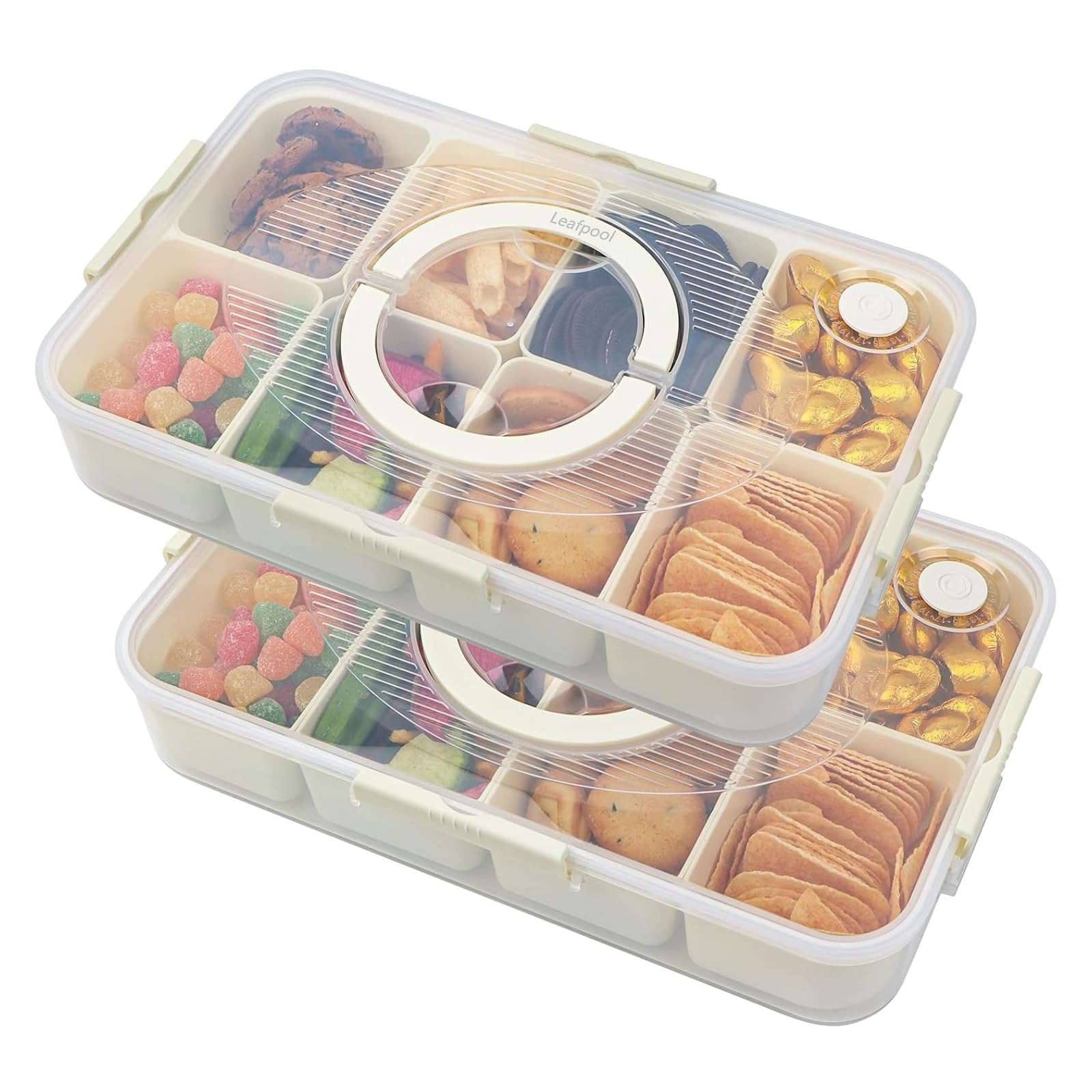 Snack Box Container, Dishwasher Safe Fruit Snack Containers, 2 Pack Divided Serving Tray with Lid... | Amazon (US)