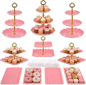Pack of 11 NWK Cake Stand Set, with 3 x Two-Tier and 3 x Three-Tier Cupcake Stands, 4 x Appetizer... | Amazon (US)