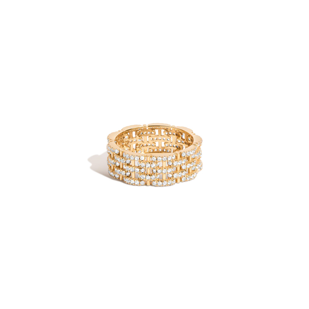 Mini Lab Grown White Sapphire Panther Chain Link Ring | AUrate New York