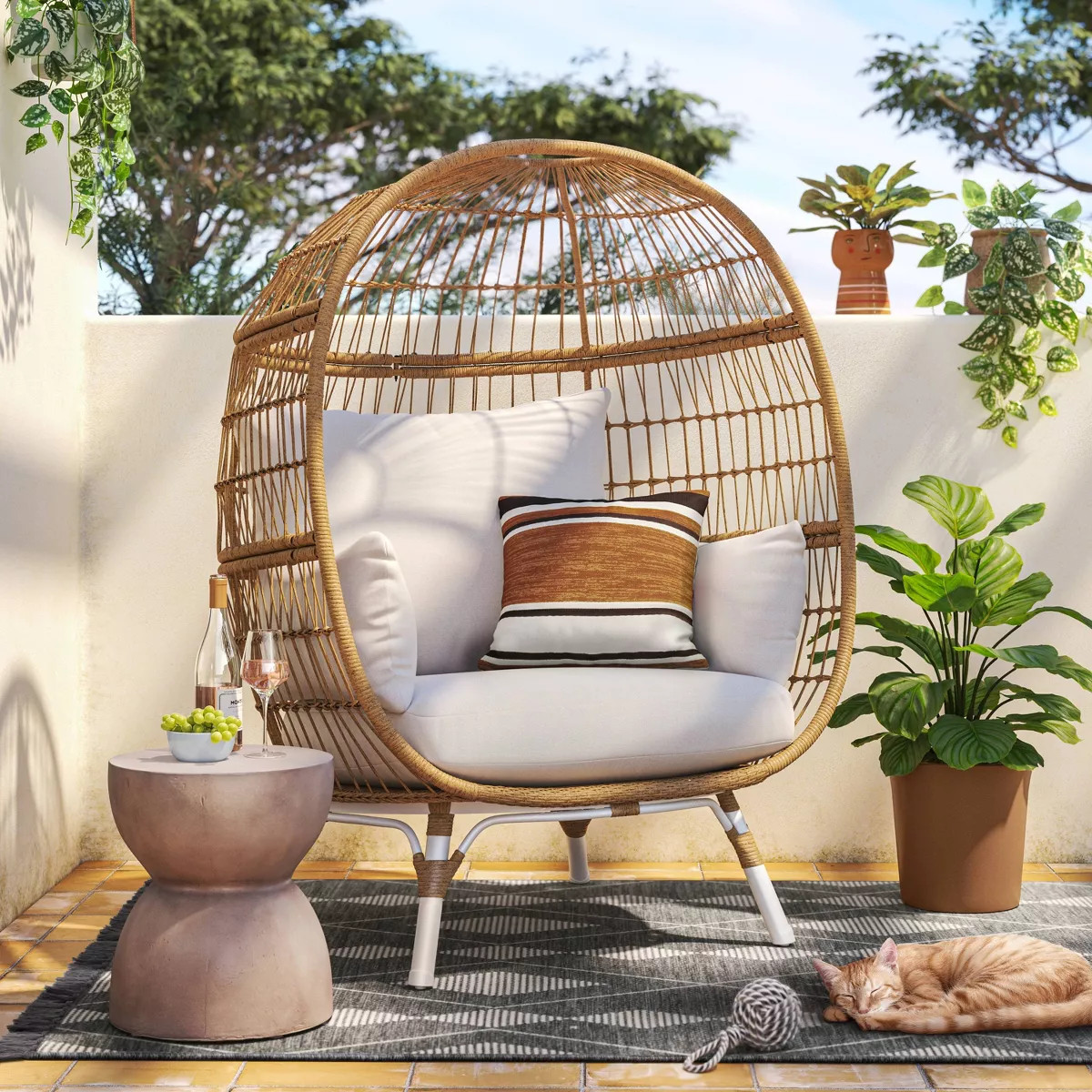 Southport Steel Outdoor Patio Chair, Egg Chairs Linen/Black - Threshold™ | Target