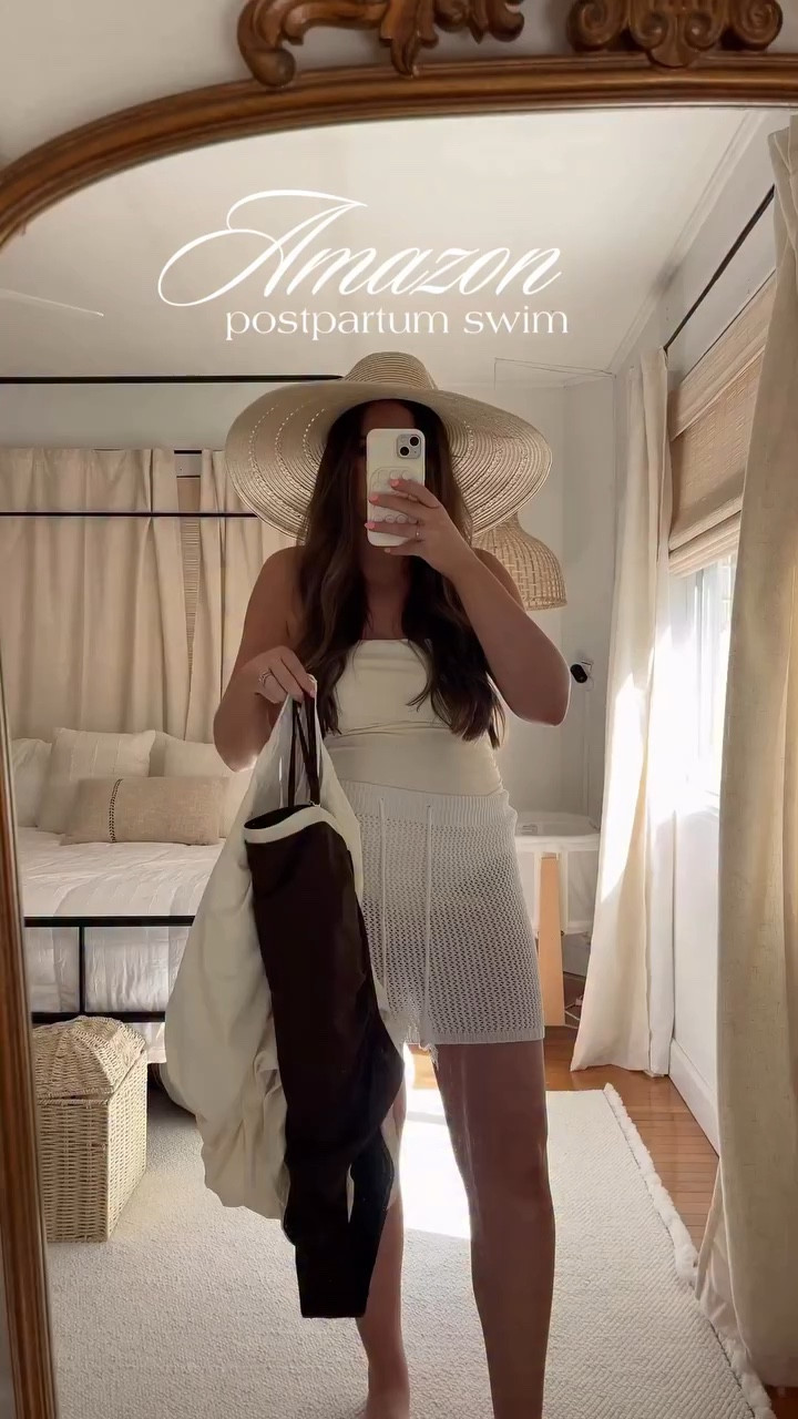 say SWIM for 🔗’s 👏🏼🌴 so flattering and comfy for pool & beach days #amazonswim #postpartumswim #momswim #amazonfashion #swimsuits