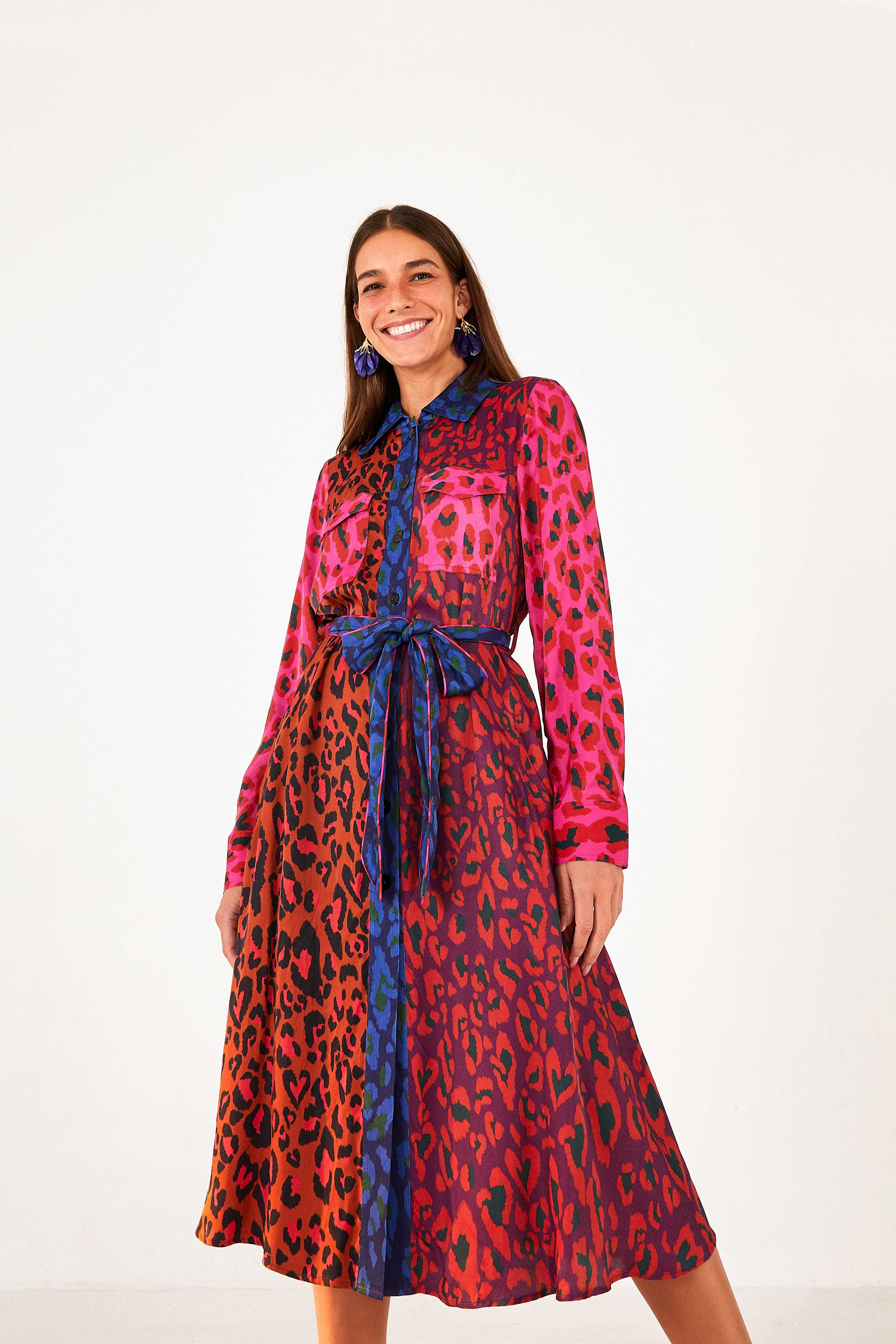 Mixed Leopard Pop Lenzing™ Ecovero™ Viscose Midi Dress | FarmRio (US)
