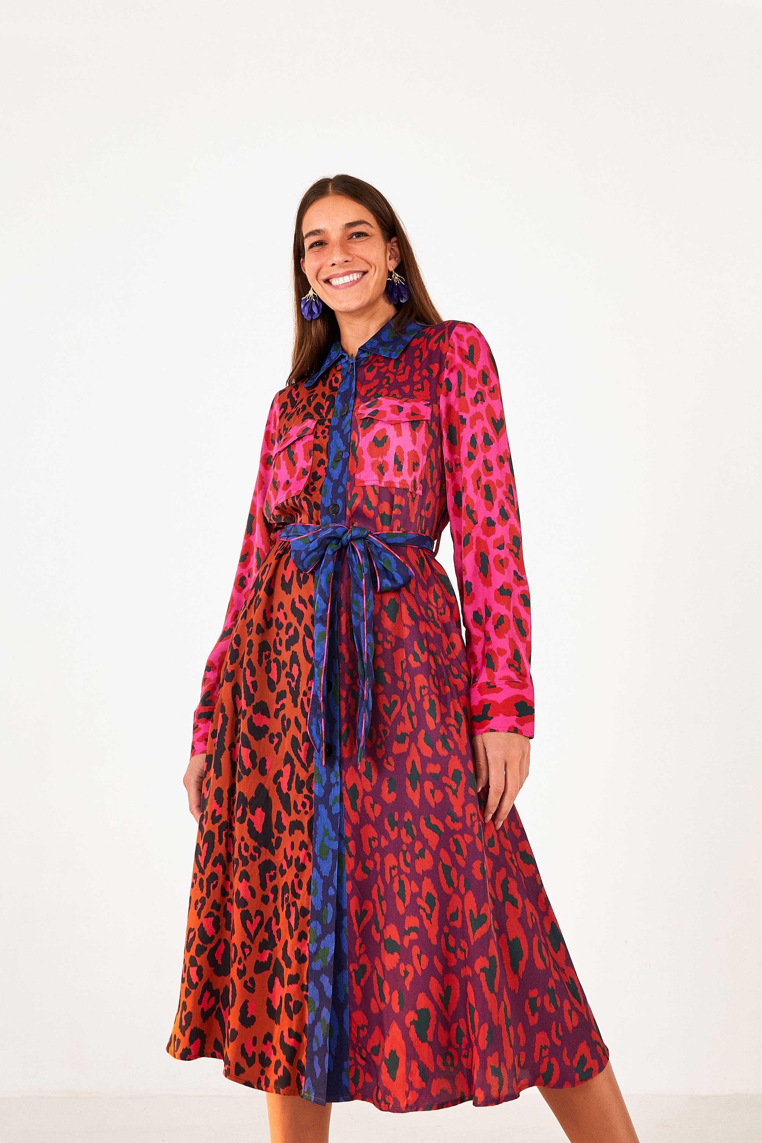 Mixed Leopard Pop Lenzing™ Ecovero™ Viscose Midi Dress | FarmRio