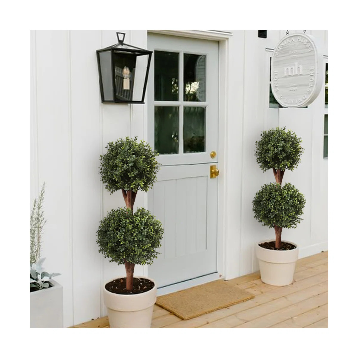 36" Artificial Double Ball Topiary Tree in Pot (Set of 2) | Wayfair North America