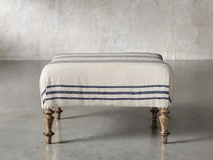 Lorin Ottoman in Shoreline Navy | Arhaus