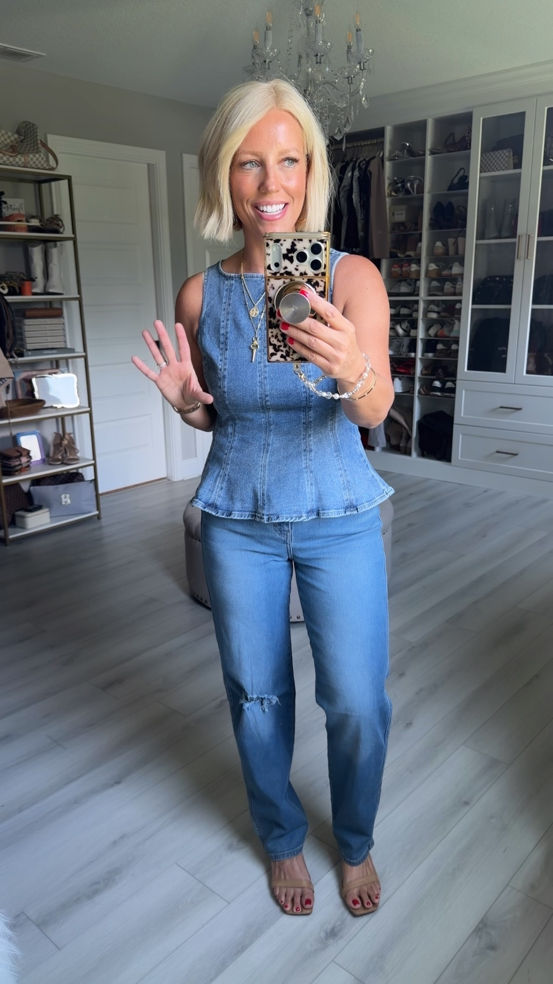 Top size 4 (could size down)
Jeans size 4 (could size down because of stretch)
Heels sized up 1/2 size

#LTKSeasonal #LTKOver40 #LTKgrwm