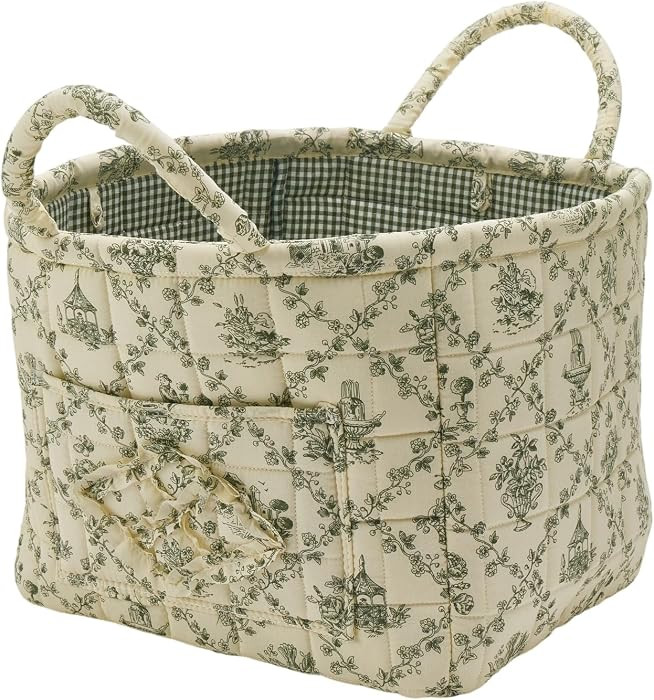 Boho Fabric Storage Basket, Large Capacity Laundry Basket, 12.2'' x 10.23'' x 10.23'' Collapsible... | Amazon (US)