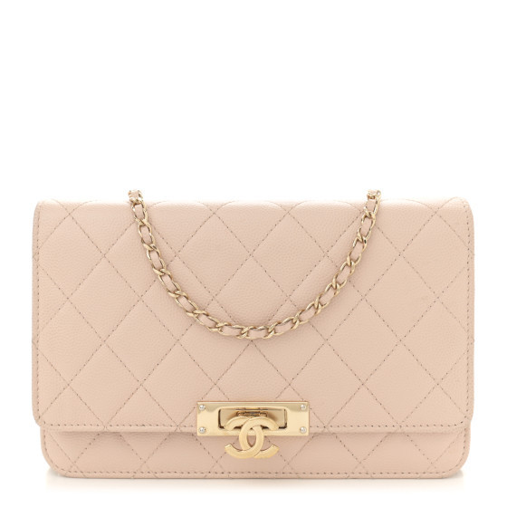 Caviar Quilted Golden Class Wallet On Chain WOC Light Beige | FASHIONPHILE (US)