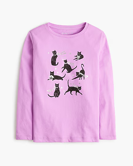Girls' long-sleeve black cats graphic tee | J.Crew Factory