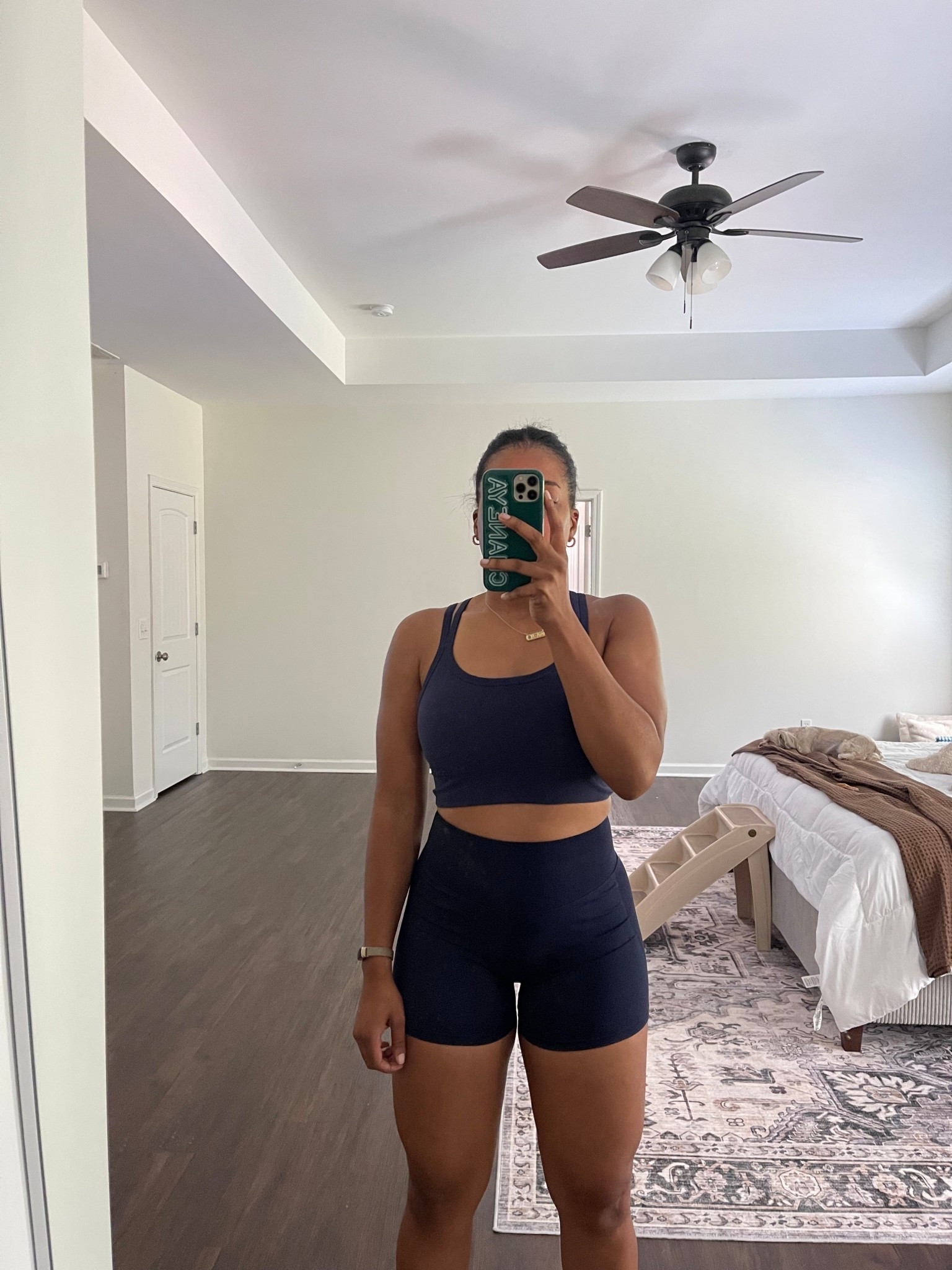 Fabletics seamless workout shorts and matching sports bra. 

#LTKActive #LTKMidsize