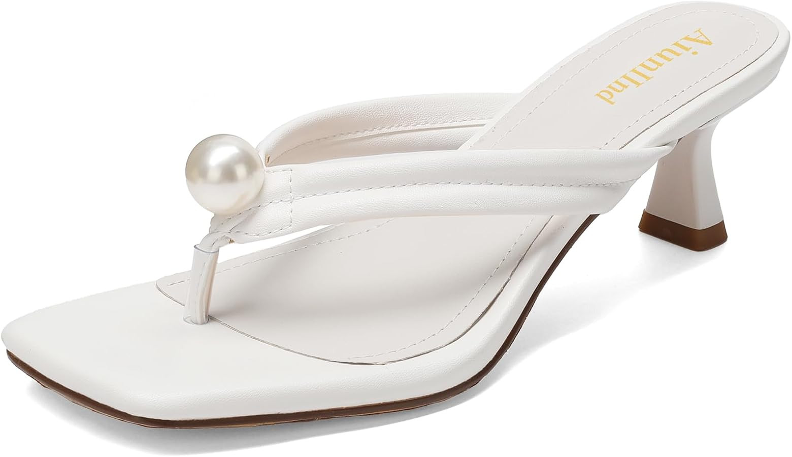 AIUNIIND Women's Kitten Heels Sandals, Square Open Toe Flip Flop Heels, 2.5 Inch Slip On Dressy S... | Amazon (US)