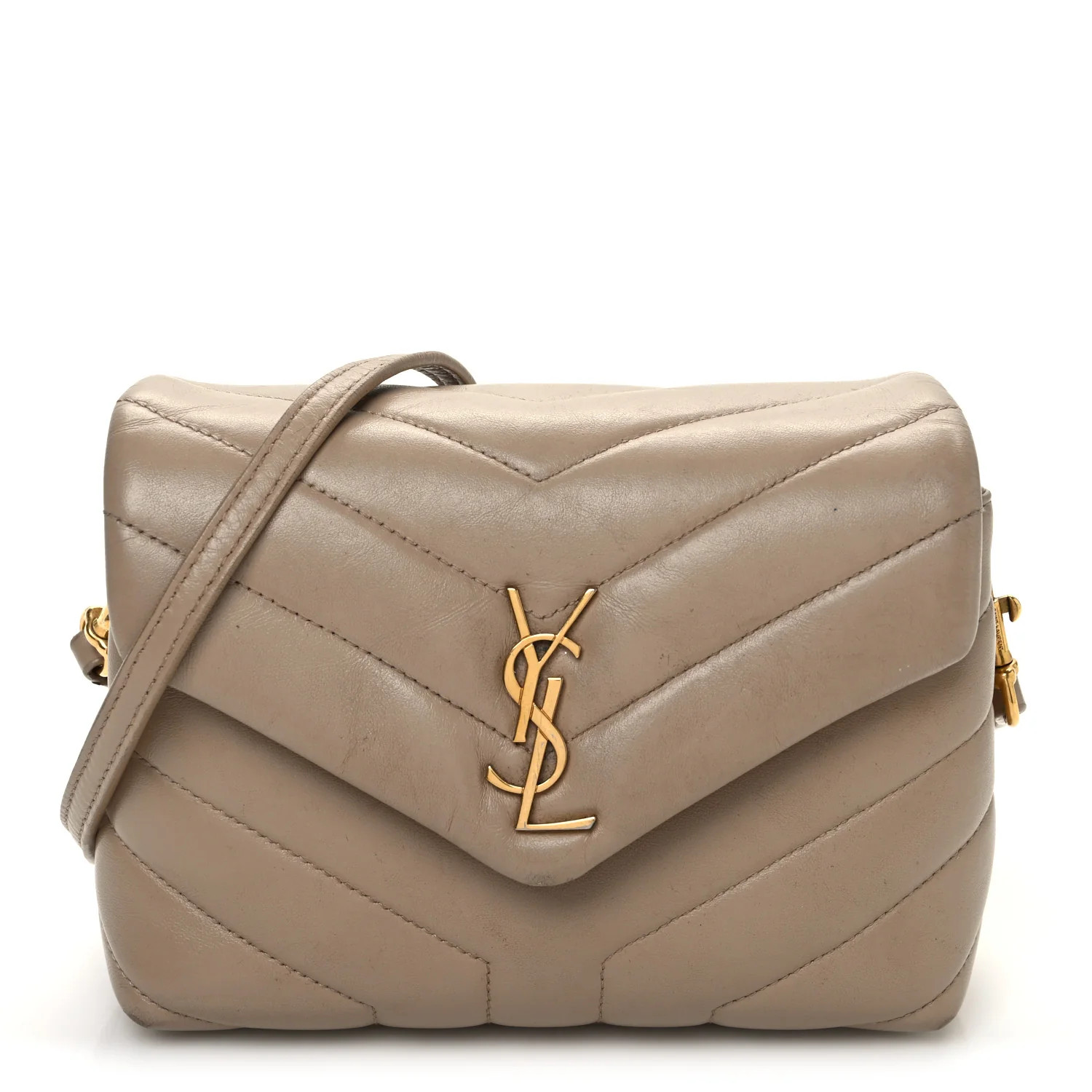 Saint Laurent Calfskin Y Quilted Monogram Toy Loulou Crossbody Bag Dark Beige | FASHIONPHILE (US)