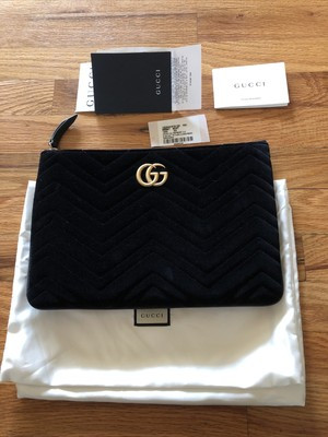 NWT Gucci GG Marmont Chevron Velvet Clutch Zippered Pouch Purse Handbag B￼ag | eBay AU