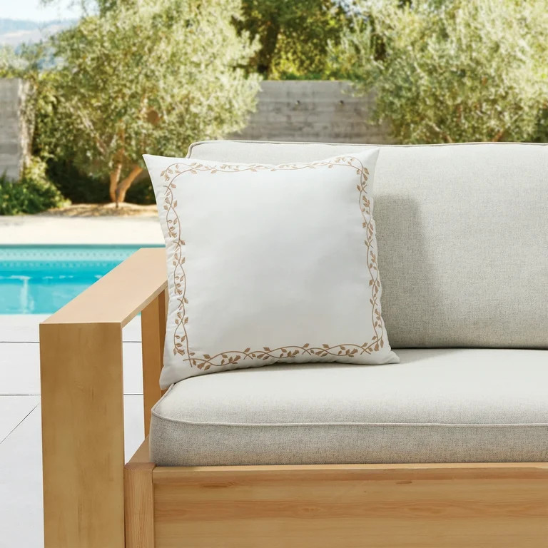 My Texas House White Floral Embroidered 18" x 18" Outdoor Pillow | Walmart (US)