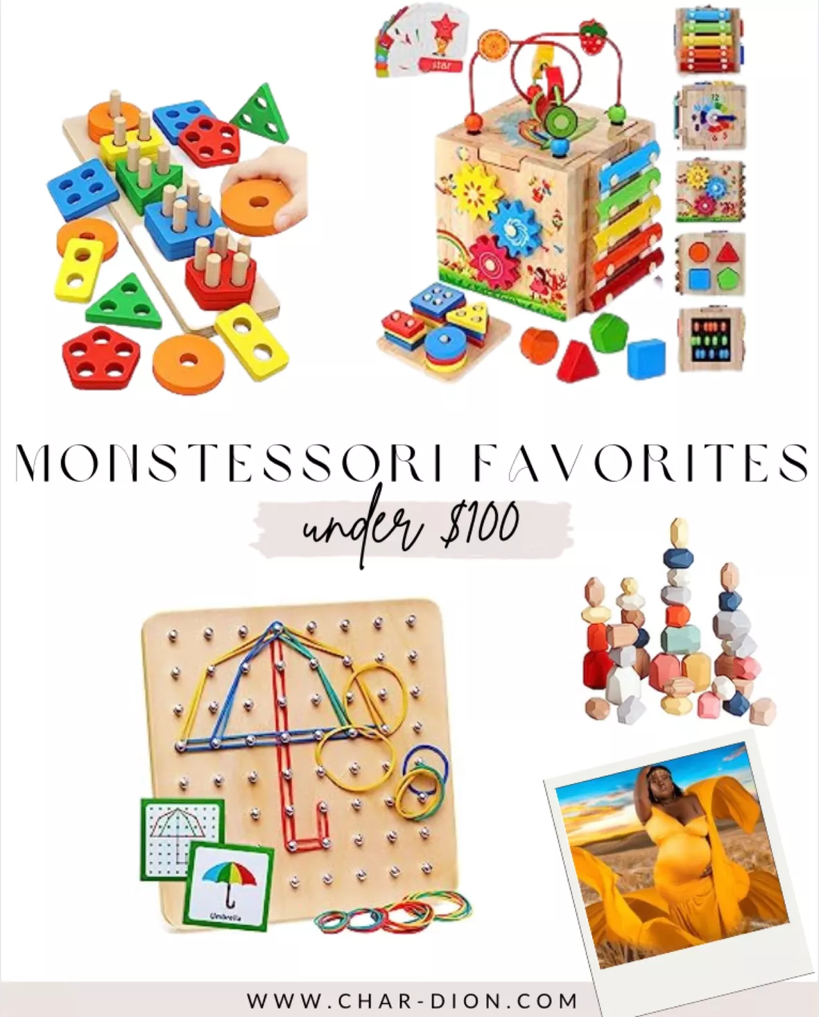  HELLOWOOD Wooden Sorting & Stacking Toys, Montessori