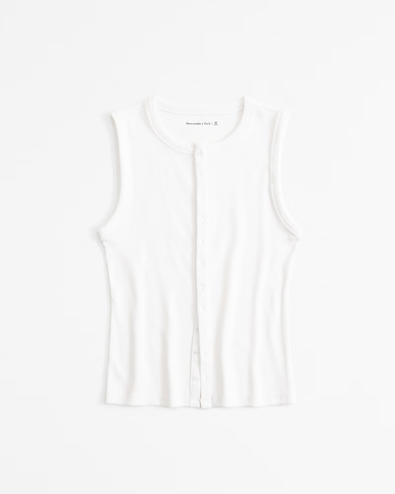 Women's Rib Crew Button-Up Top | Women's Tops | Abercrombie.com | Abercrombie & Fitch (US)