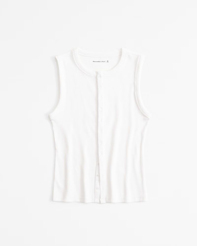 Rib Crew Button-Up Top | Abercrombie & Fitch (US)