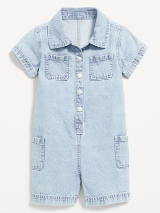 Short-Sleeve Utility Jean Romper for Toddler Girls | Old Navy (US)