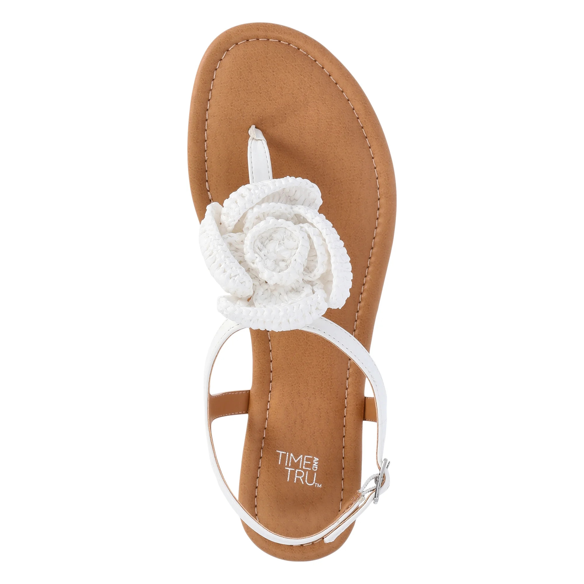 Time and Tru Women's Crochet Flower Thong Sandals | Walmart (US)