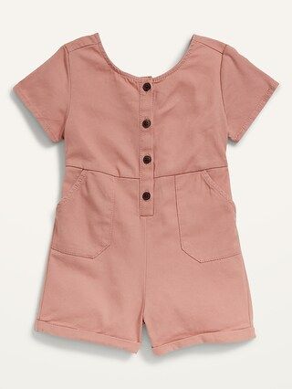 Tie-Back Short-Sleeve Twill Utility Romper for Toddler Girls | Old Navy (US)