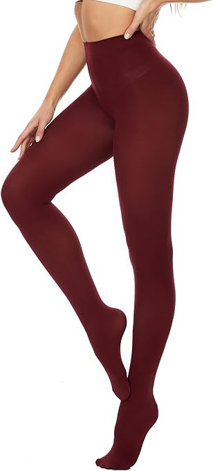 DUCMODA Womens 80 Denier Opaque Tights, Women's Soft Solid Color Footed Pantyhose, High Waist Sto... | Amazon (US)