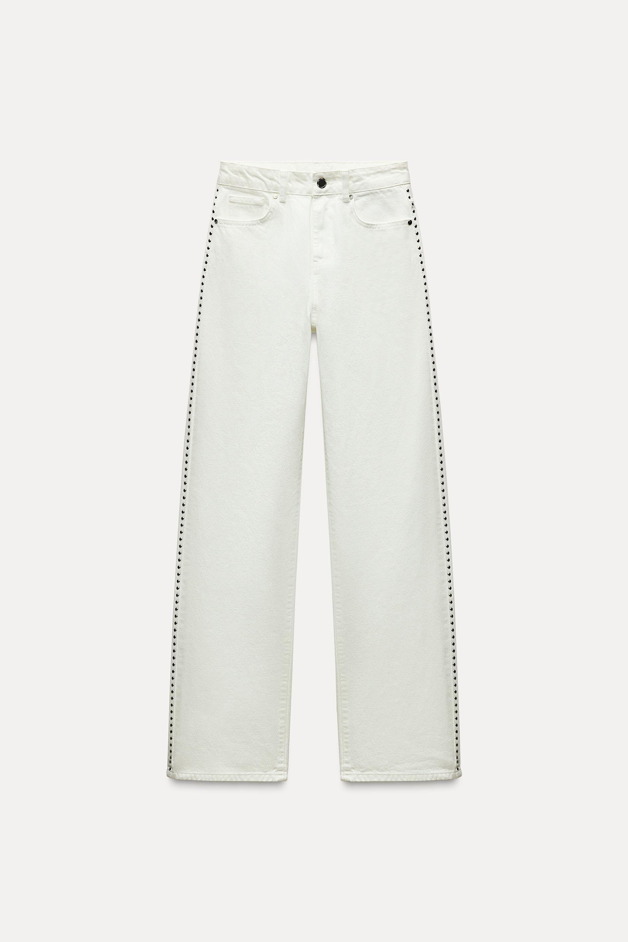 Z1975 STRAIGHT MID-RISE STUDDED JEANS | Zara US