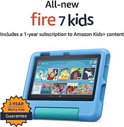 Fire 7 Kids Tablet (16GB, Blue) + Sleeve + Kids Stylus | Amazon (US)