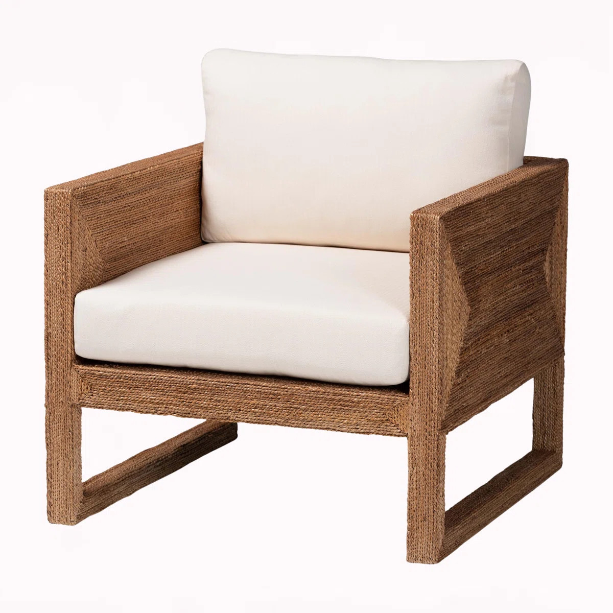 Gabriela Seagrass and Acacia Wood Arm Chair in Bleached Seagrass, 32.3'' H X 30.39'' W X 32.47'' ... | Wayfair North America