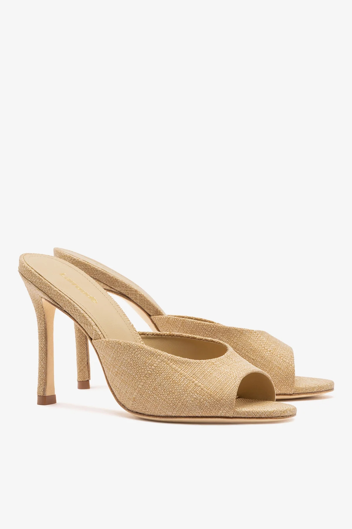 Jasmine Hi Mule Beige Raffia | Larroude