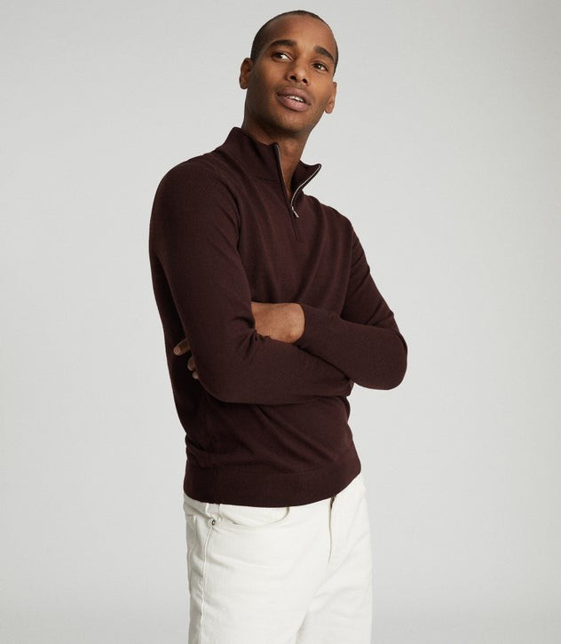 MERINO WOOL ZIP NECK JUMPER | Reiss (UK)