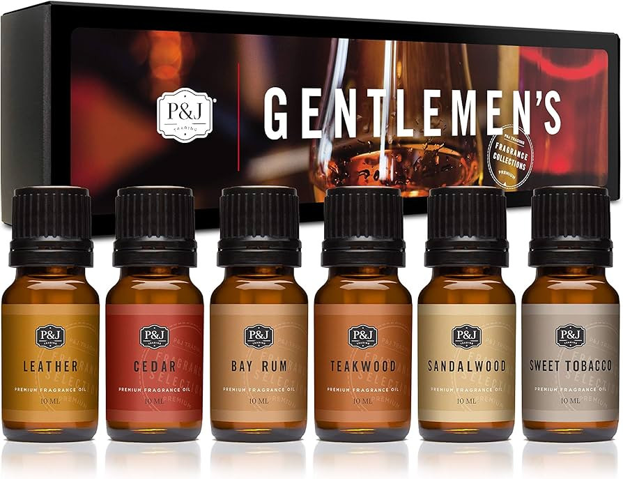 P&J Fragrance Oil Gentlemen's Set | Leather, Sweet Tobacco, Teakwood, Bay Rum, Cedar, Sandalwood ... | Amazon (US)