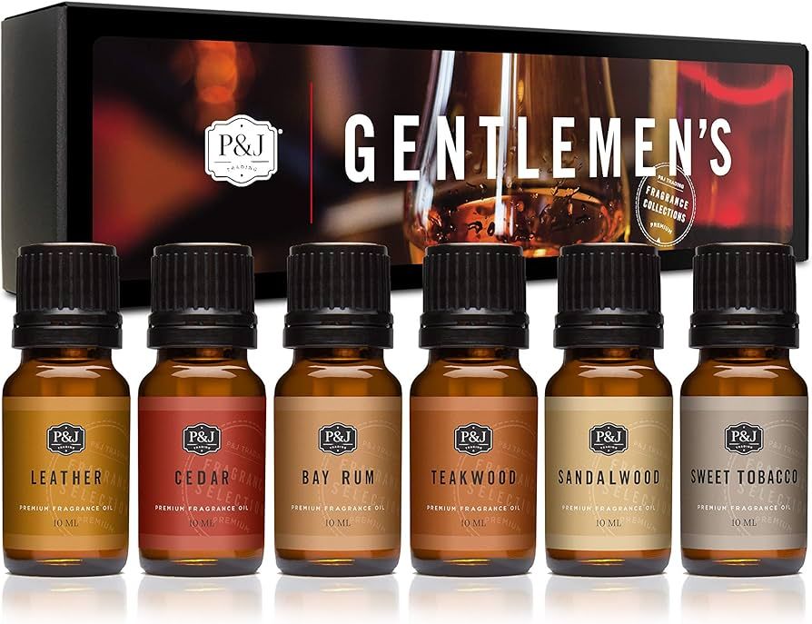 P&J Fragrance Oil Gentlemen's Set | Leather, Sweet Tobacco, Teakwood, Bay Rum, Cedar, Sandalwood ... | Amazon (US)