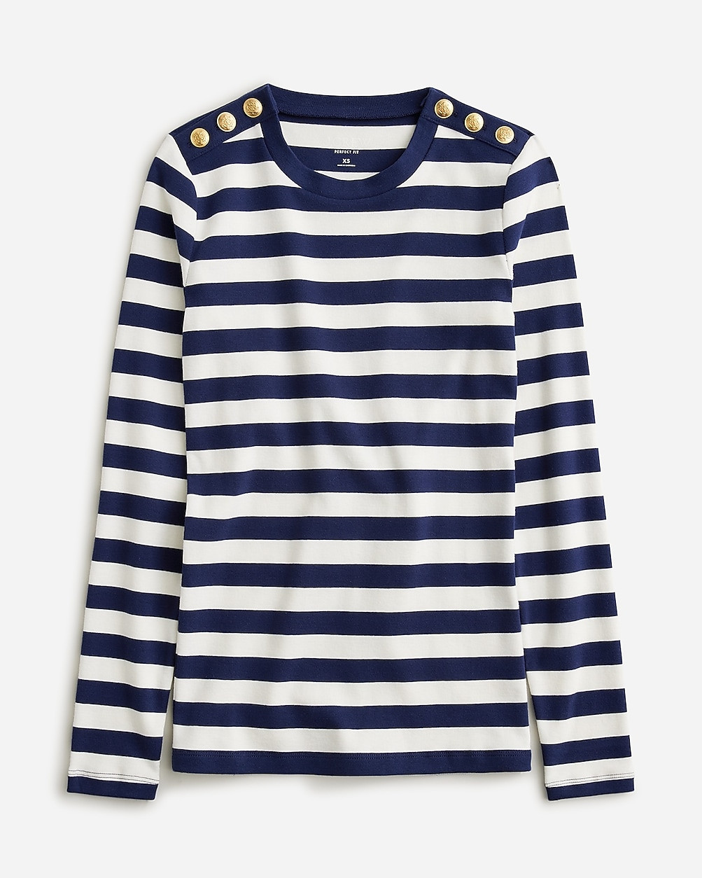 Perfect-fit long-sleeve crewneck T-shirt with buttons | J. Crew US