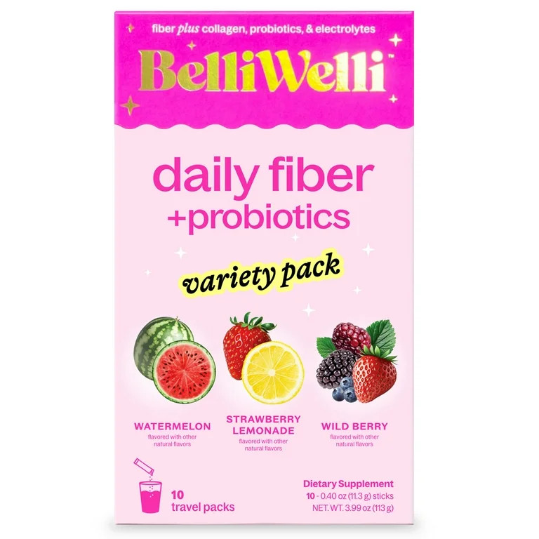 BelliWelli Daily Fiber Supplement with Probiotics, Electrolytes, and Collagen - Stickpack Variety... | Walmart (US)