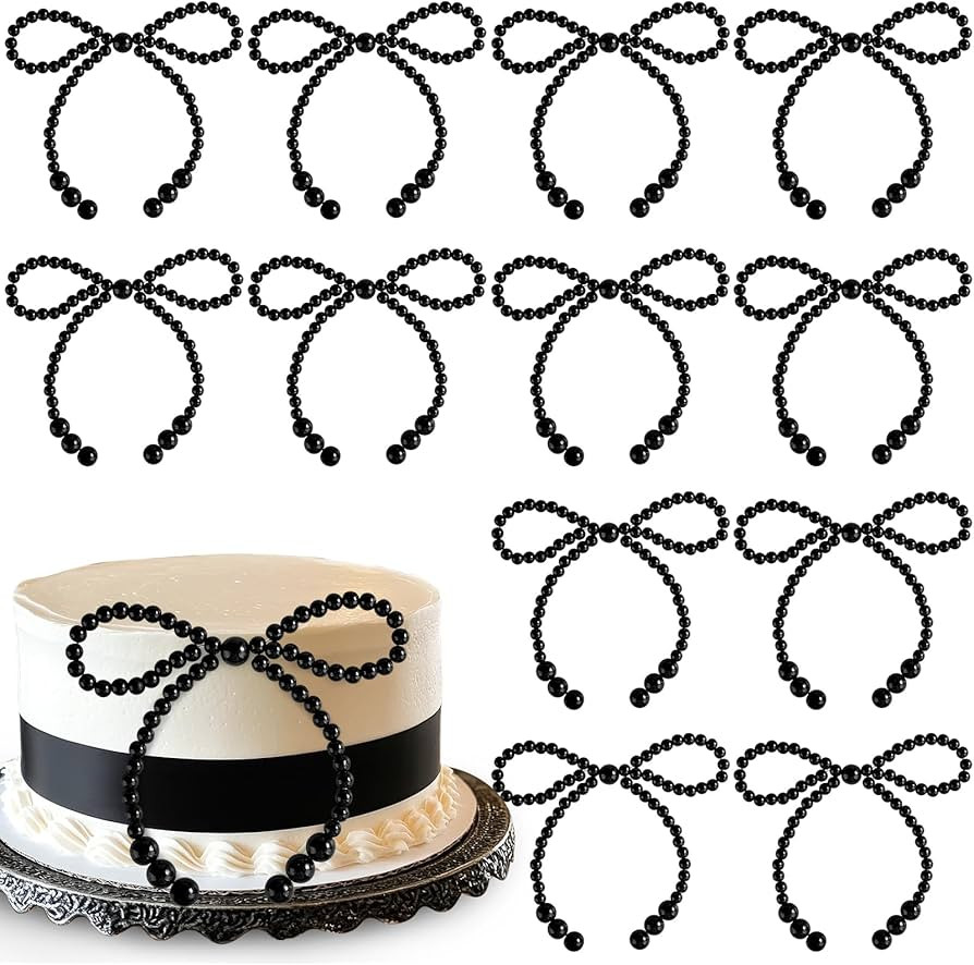 30 Pcs Christmas Pearl Bow Cake Decorations White Pearls Bow Knot Cupcake Toppers for Birthday We... | Amazon (US)