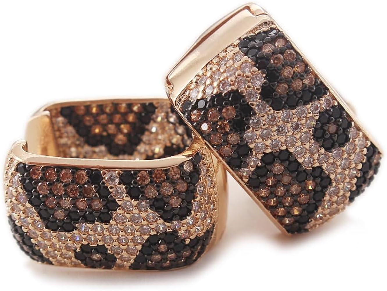 Shinny Animal Leopard Print Earrings Cubic Zirconia Paving Gold Plated Women Hoop Earrings Statem... | Amazon (US)