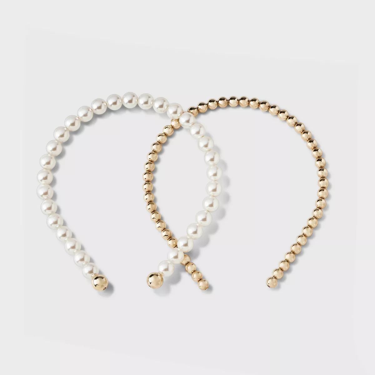 Beaded Headband Set 2pc - A New Day™ White/Gold | Target