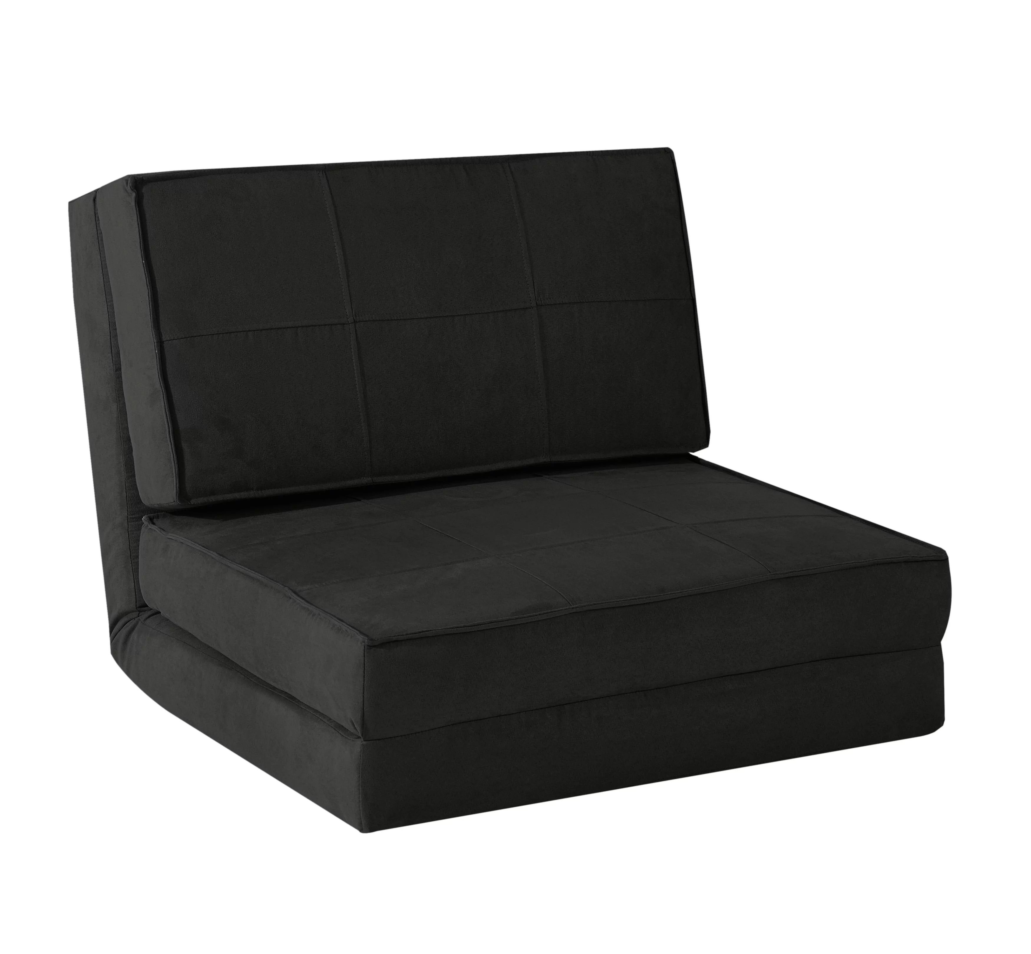 Your Zone Ultra Soft Suede 3 Position Convertible Flip Chair, Black - Walmart.com | Walmart (US)