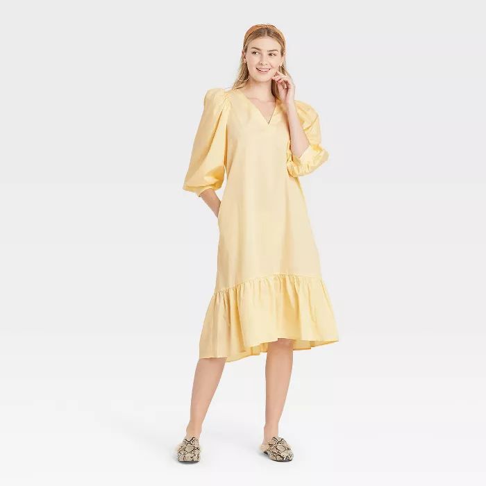 Women's Long Sleeve Ruffle Hem Dress - A New Day™ | Target