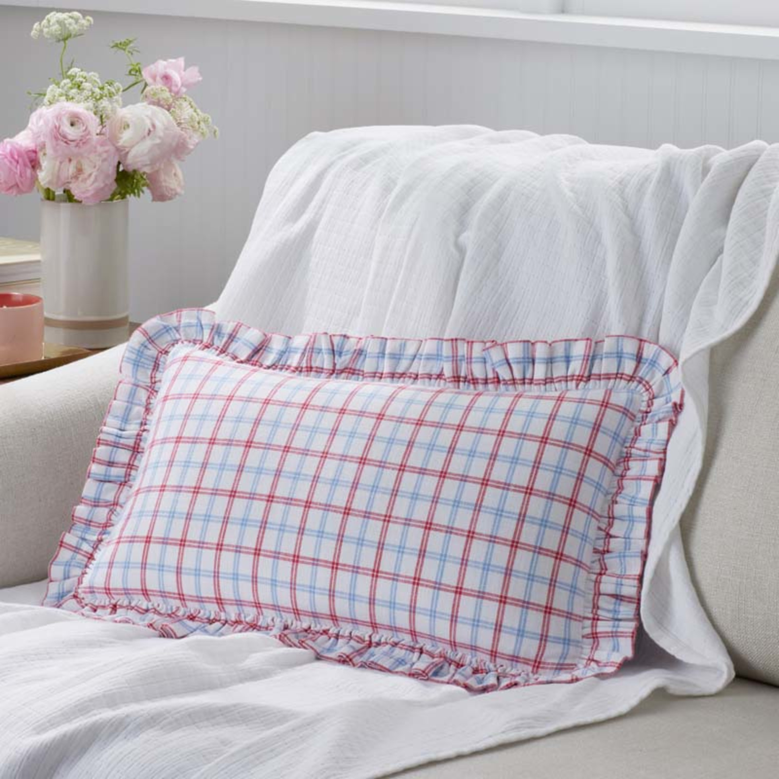 Classic Plaids Yarn-Dyed Cotton Decorative Lumbar Pillow Cover - Graph Plaid | The Company Store