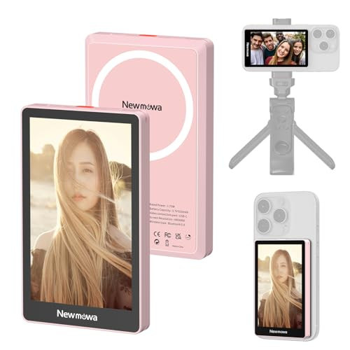 Newmowa Pink Magnetic Phone Vlog Selfie Monitor Screen, 1080P Wireless Recording, Using Phone Rear Camera for Selfie Vlog Live Stream TikTok, Compatible with iPhone(Support 4K 30fps Wired Recording) | Amazon (US)