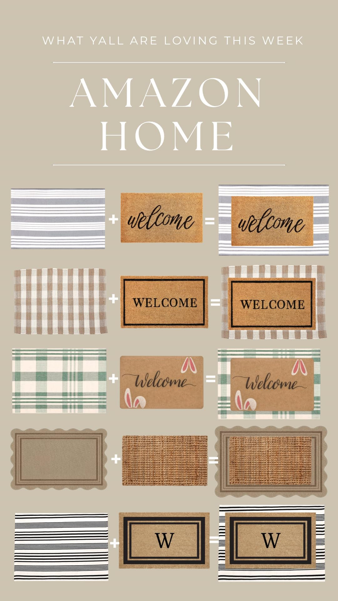 Easy combos to brighten up your doorstep! 🌷🌿 
• 
• 
• doormats, entryway decor, spring home refresh, cozy home, outdoor decor, Amazon finds, farmhouse style, doormats, outdoor spring front porch decor , monogram door mats 

 #LTKHome #LTKSaleAlert