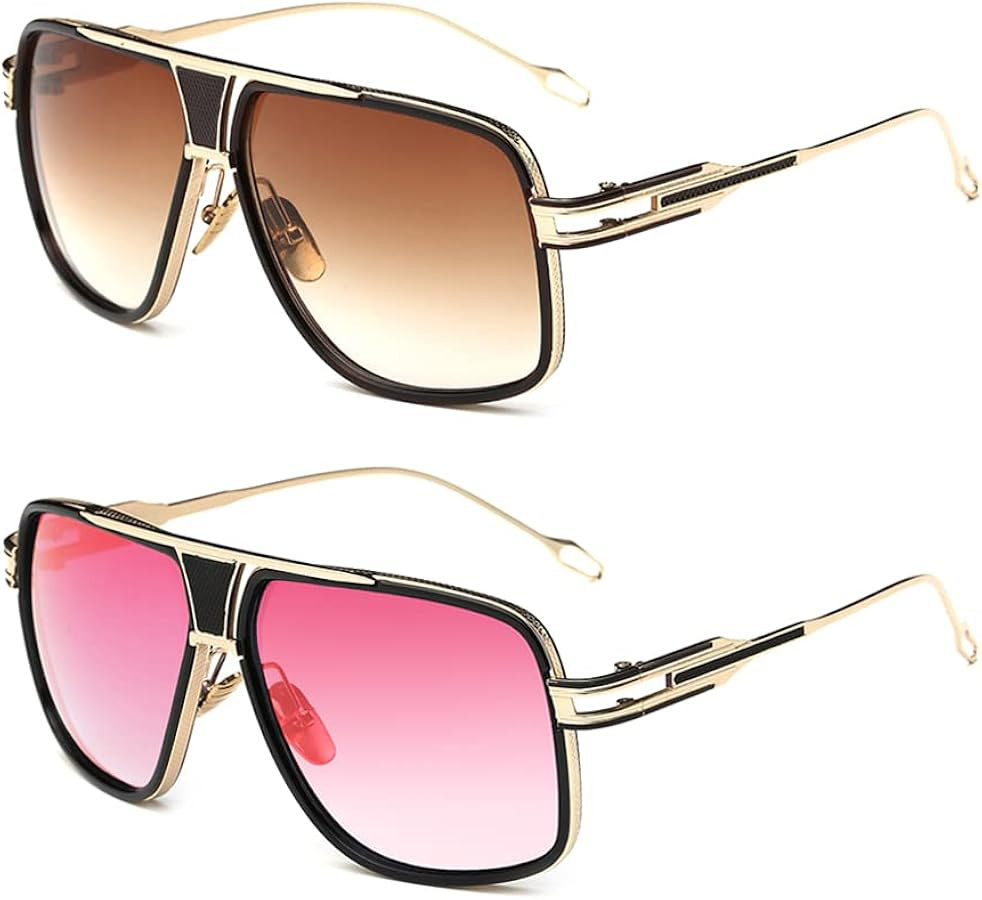 Aviator Sunglasses for Men 100% UV Protection Goggle Alloy Frame with Case | Amazon (US)